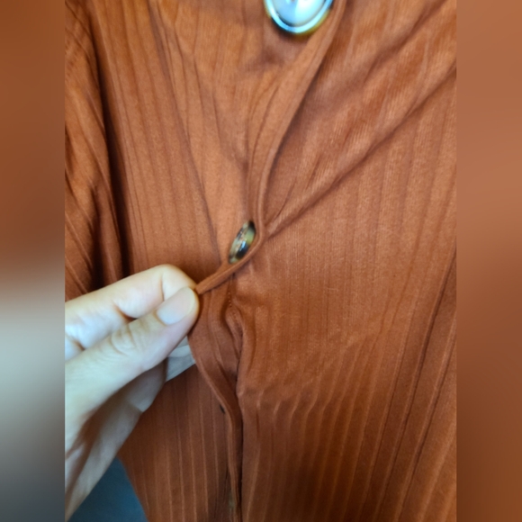 No Boundaries Rust Colored Spaghetti Strap Crop Top with Button Accent - Picture 5 of 6